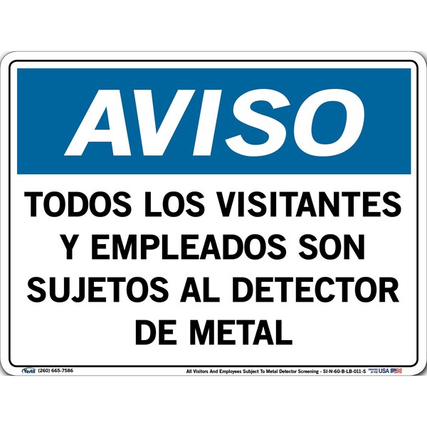 Vinyl Label Sign, 9-1/2" Height, 12-1/2" Width, Vinyl Label, Rectangle, Spanish